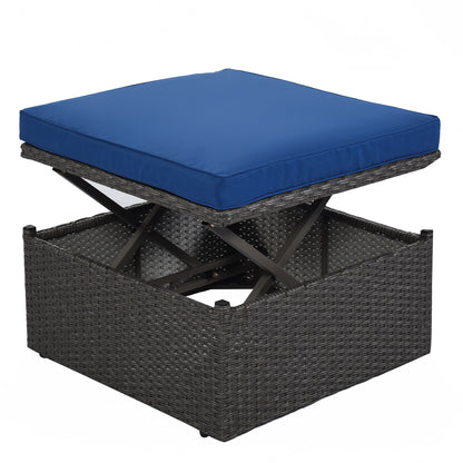 Getta Outdoor Patio Rectangle Daybed with Retractable Canopy - Blue