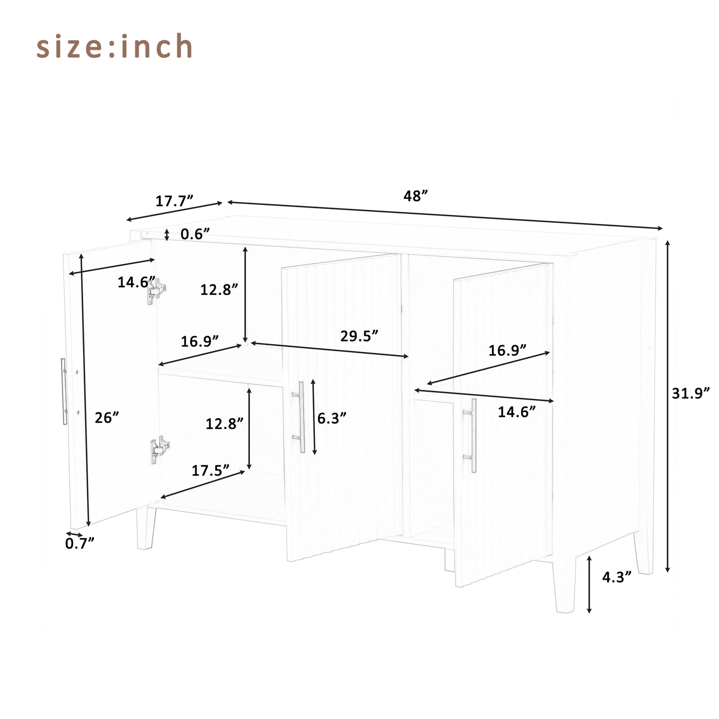 Kito II Sideboard Accent Cabinet - White