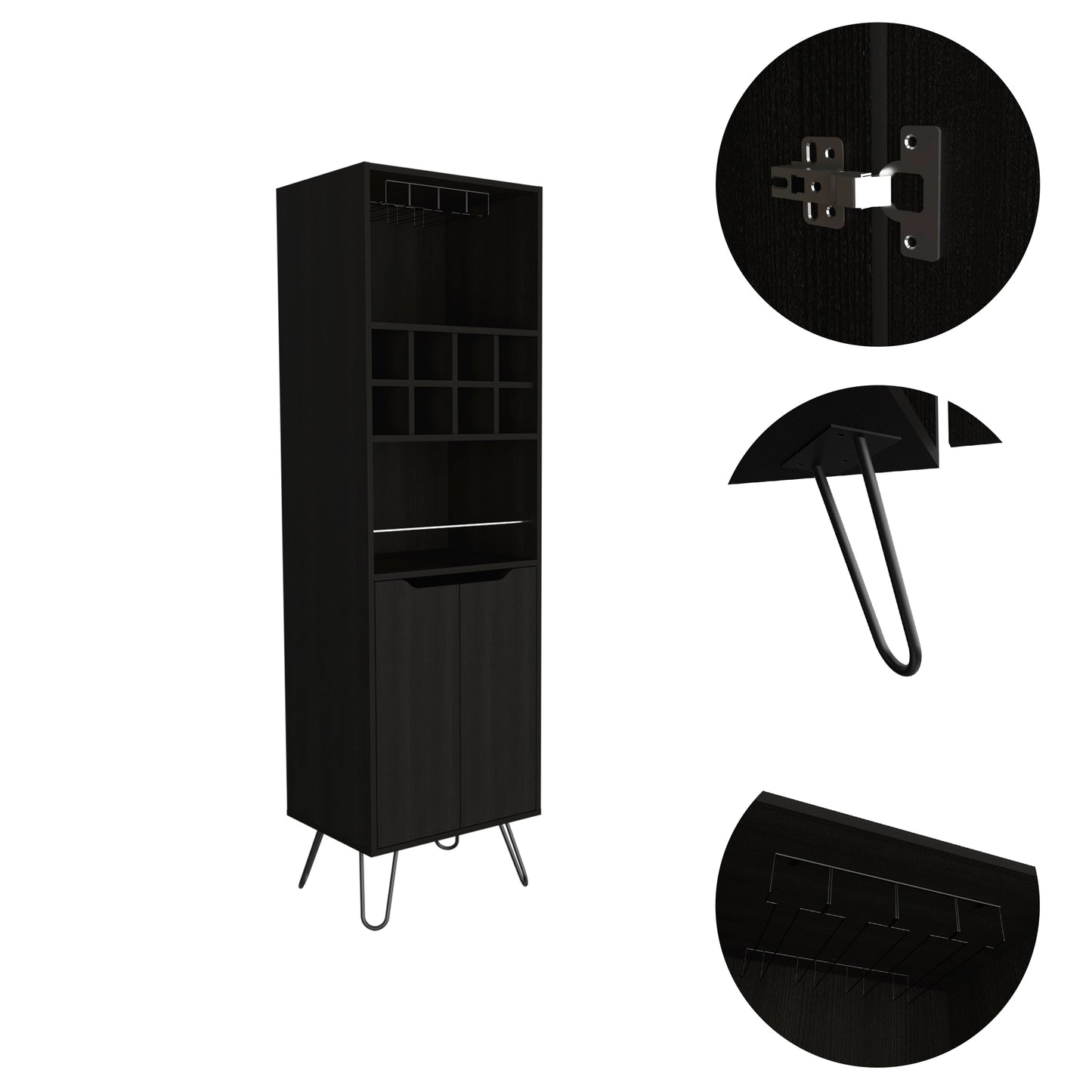 Thorndike 8-Bottle 2-Shelf Bar Cabinet - Black