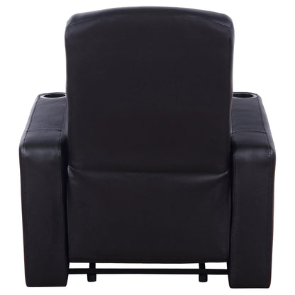 Novak Black Upholstered Recliner with Cup Holder