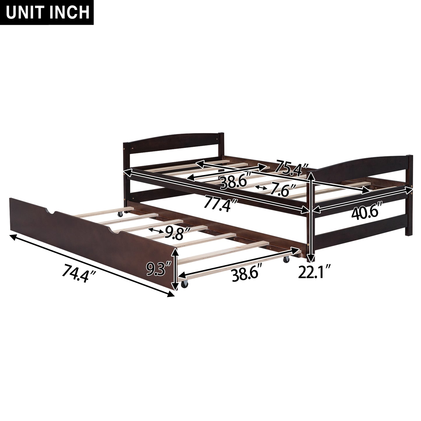 Array Twin Size Daybed with Twin Size Trundle - Espresso