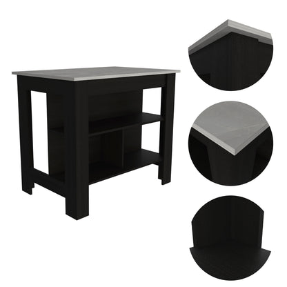 Prep Pro Center Kitchen Island  - Black / Ibiza Marble