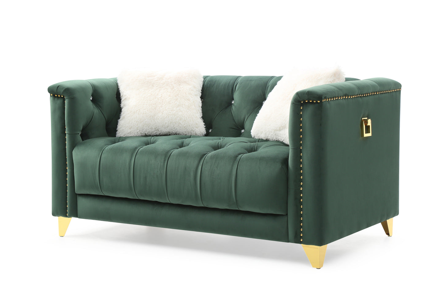 Dana Tufted Upholstery Velvet Loveseat - Green