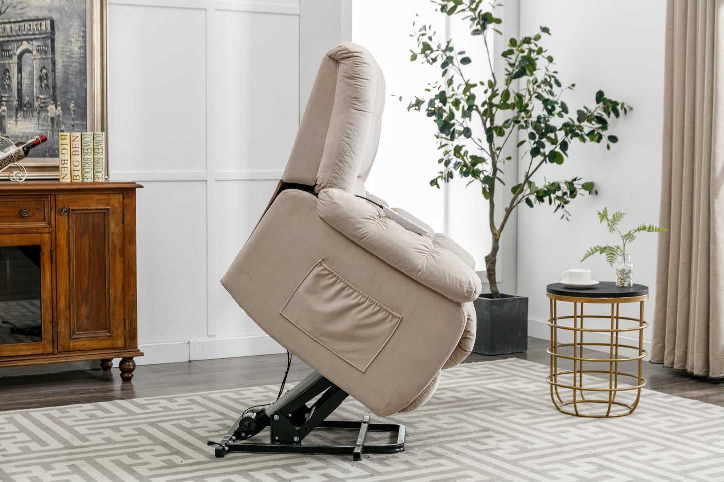 Parsons Power Recliner with Massage Function - Beige