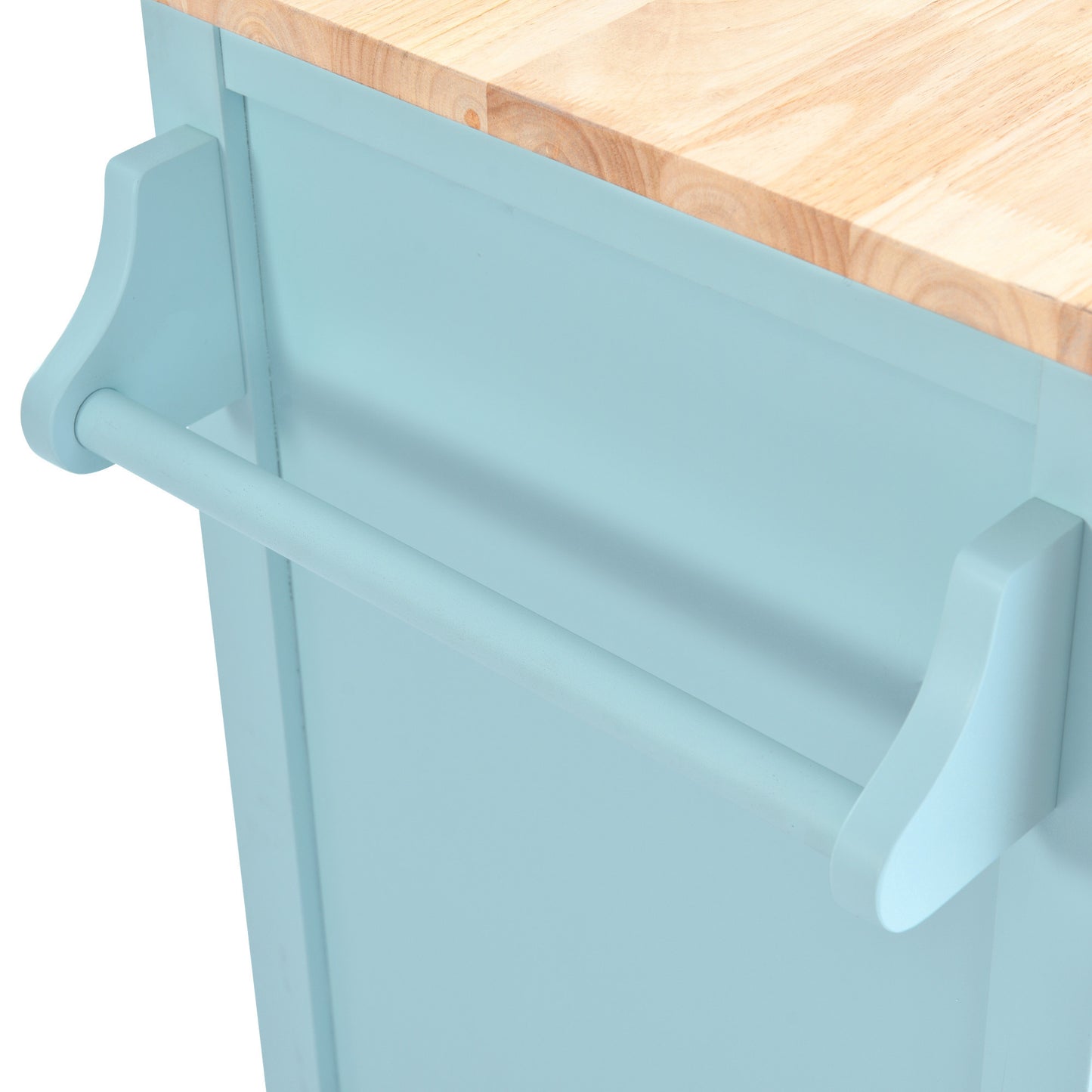 Culinary  Kitchen Cart with Countertop With Barn Door - Mint Green