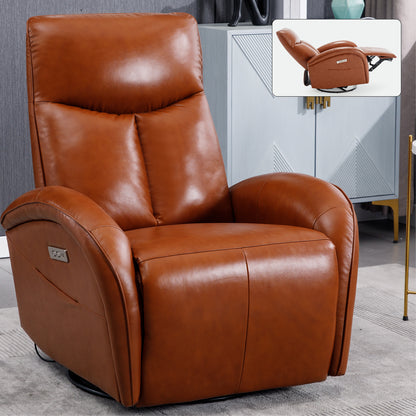 Vince Swivel and Rocker Power Recliner Chair - Brown