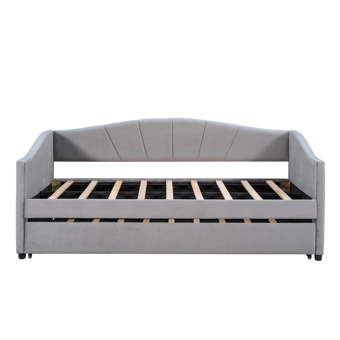 Travis Twin Size Upholstered Daybed with Trundle - Gray