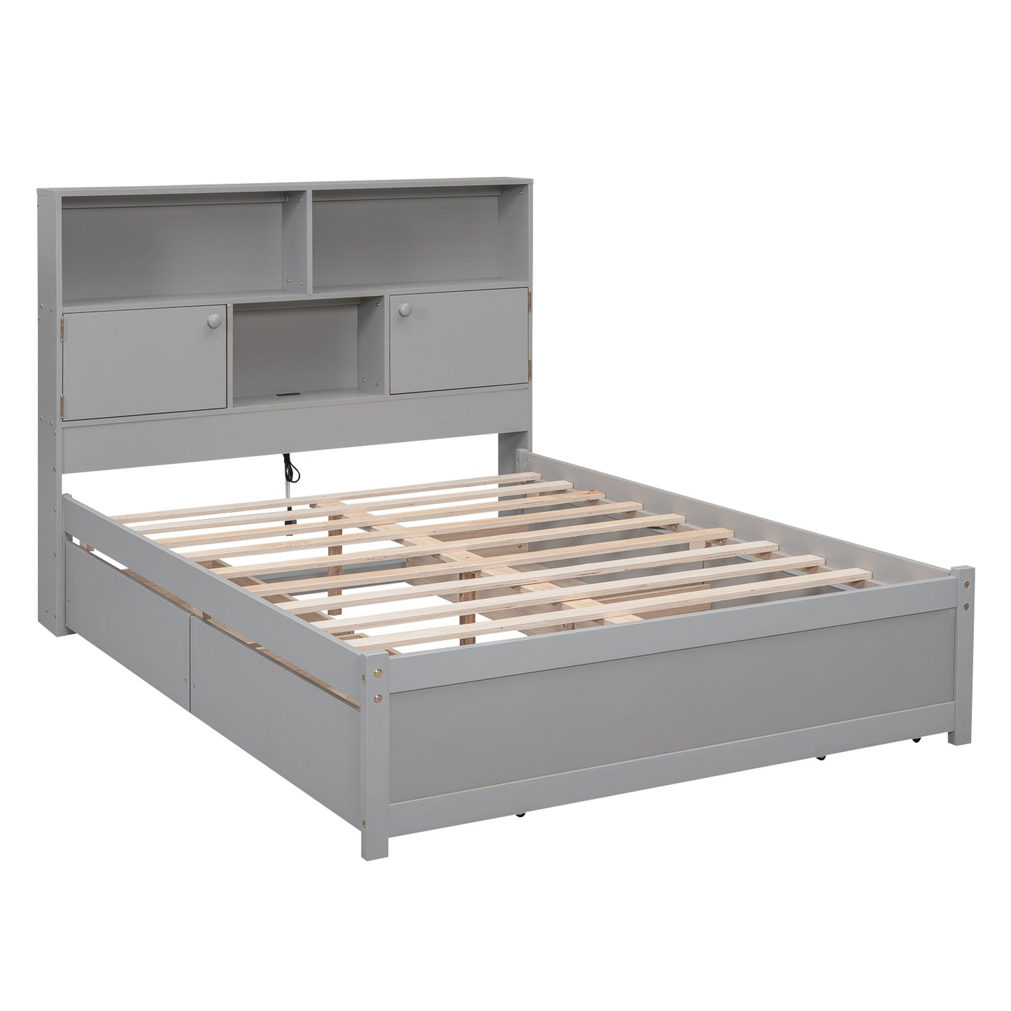 Jazz Full Size Platform Bed w 4 Drawers - Gray