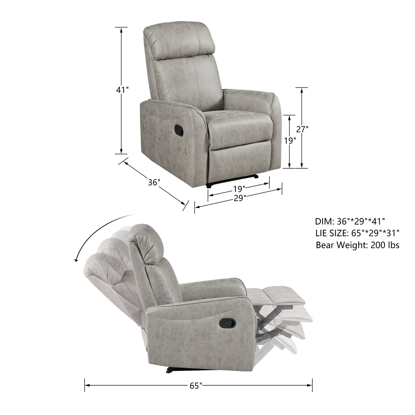 Silva Recliner Chair -  Gray