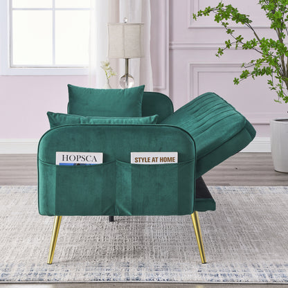 Mika Convertible Velvet Sofa Bed - Green