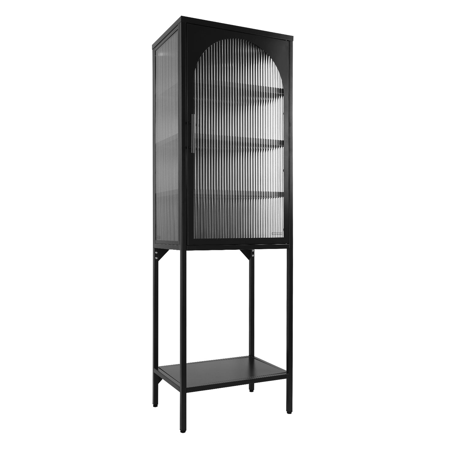 Tempered Glass High Cabinet - Black