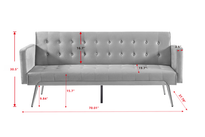 Pix Velvet Upholstered  Convertible Folding Futon Sofa Bed - Green