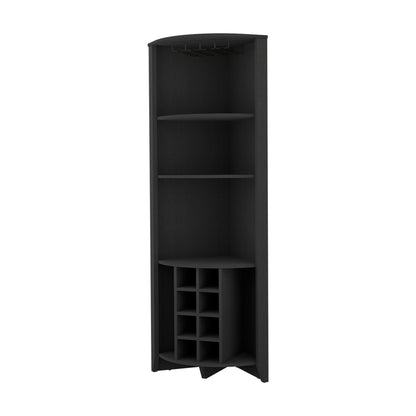 Morgana 8-Bottle 5-Shelf Corner Bar Cabinet - Black