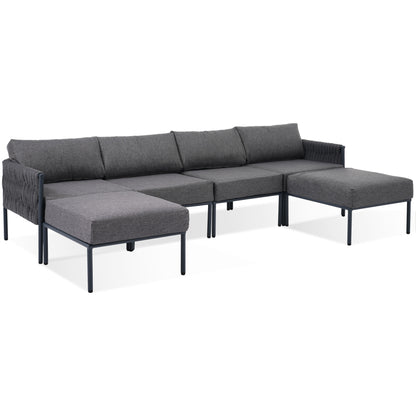 Shana 9 Pc  Aluminum Patio Sectional Sofa Set - Gray