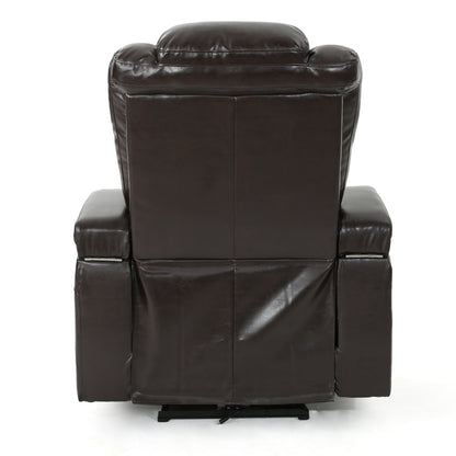 Mylah Recliner Chair PU with Arm Storage with USB - Brown