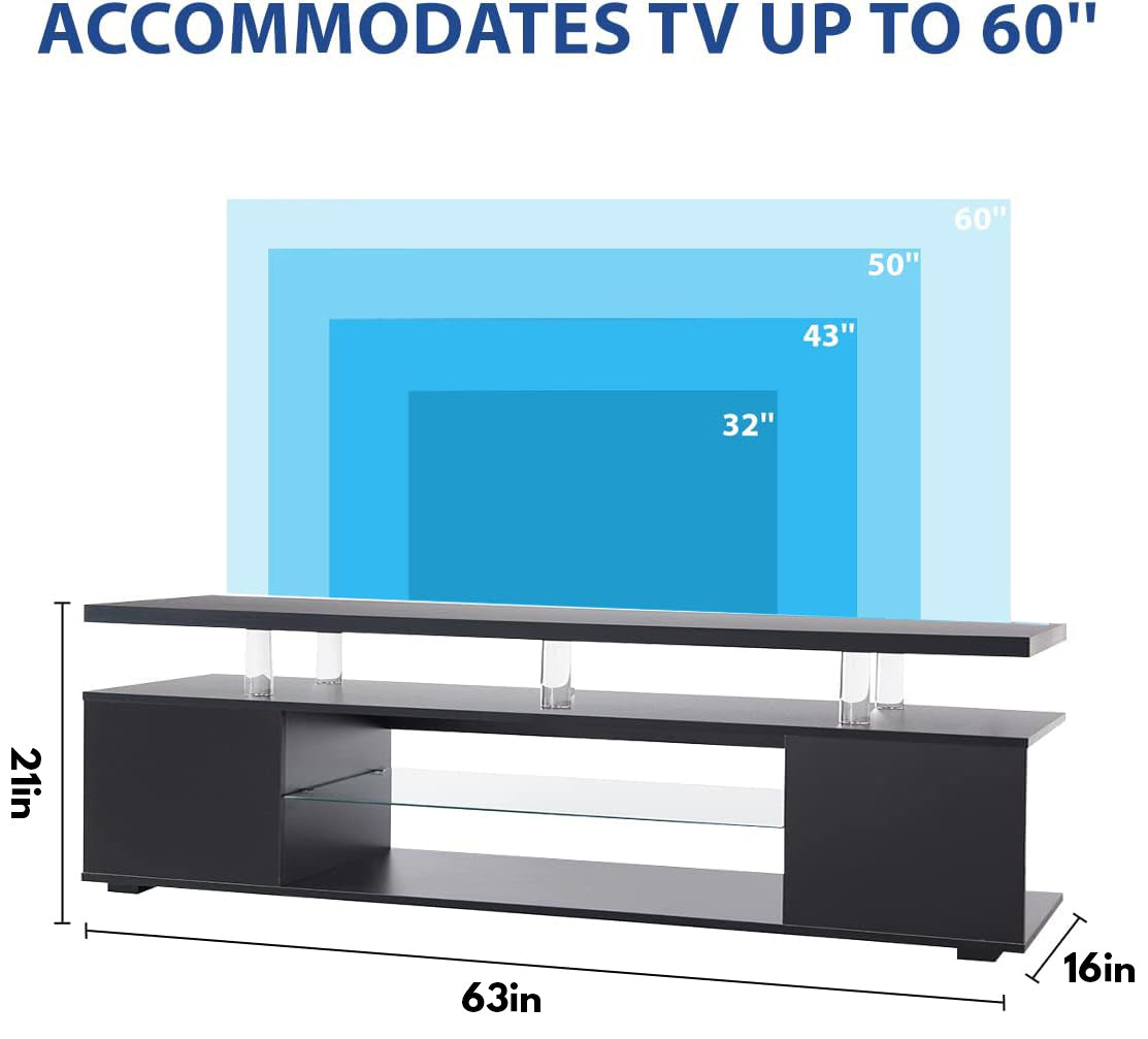 Pulse TV Stand Entertainment Center for 70 Inch TV - Black