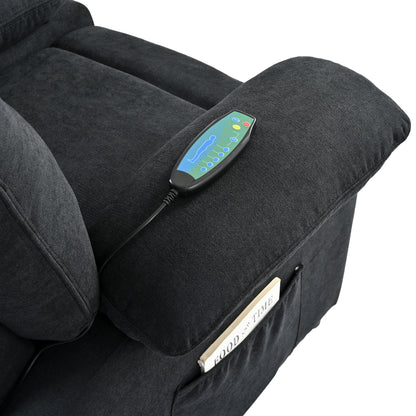 Aston Recliner Chair with Message and Heater - Black