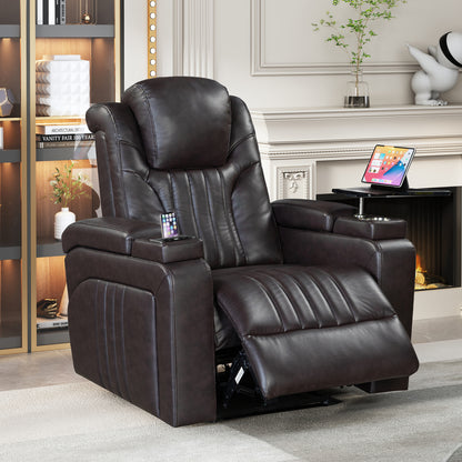 Morris PU Leather Power Recliner - Brown