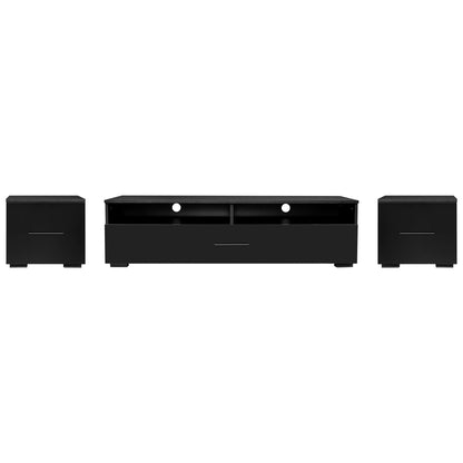 Jig High Gloss Minimalist Style 7 Pieces Floating TV Stand Set - Black