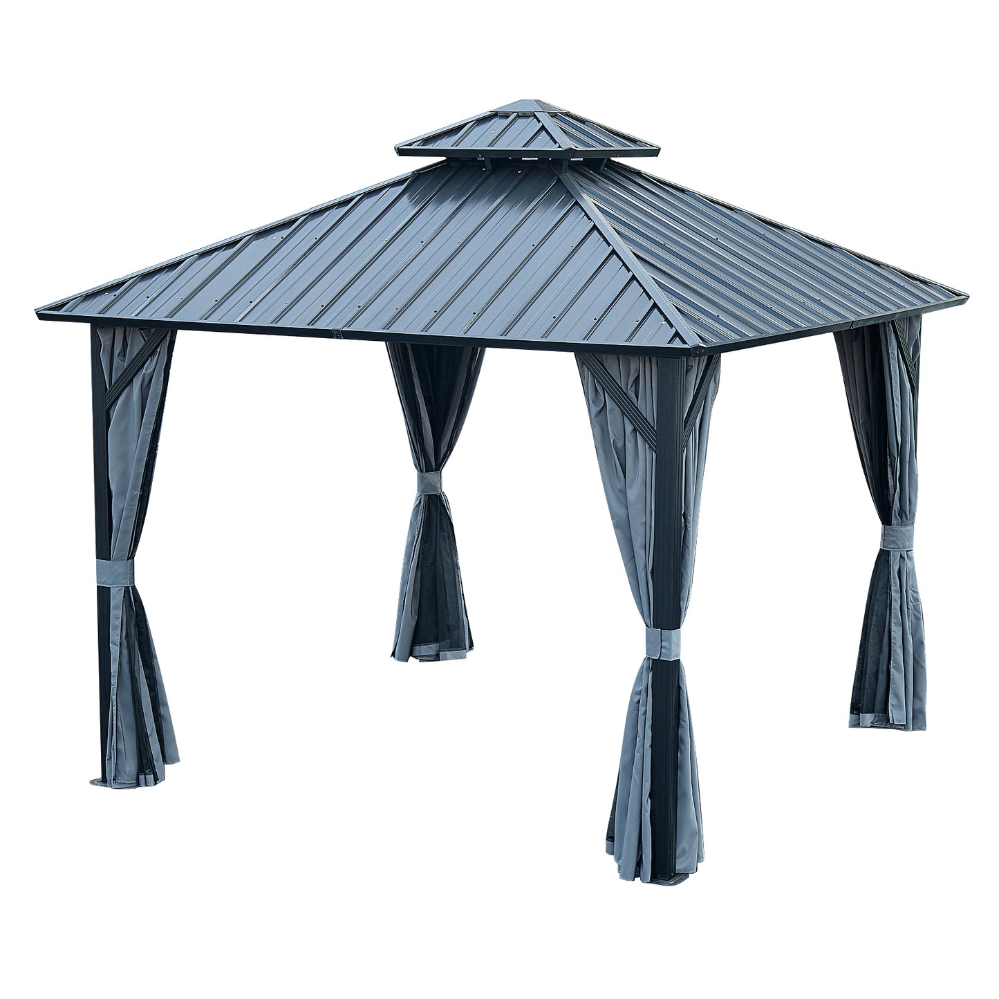 Afix 10 X 10 ft Permanent Hardtop Gazebo Canopy - Gray