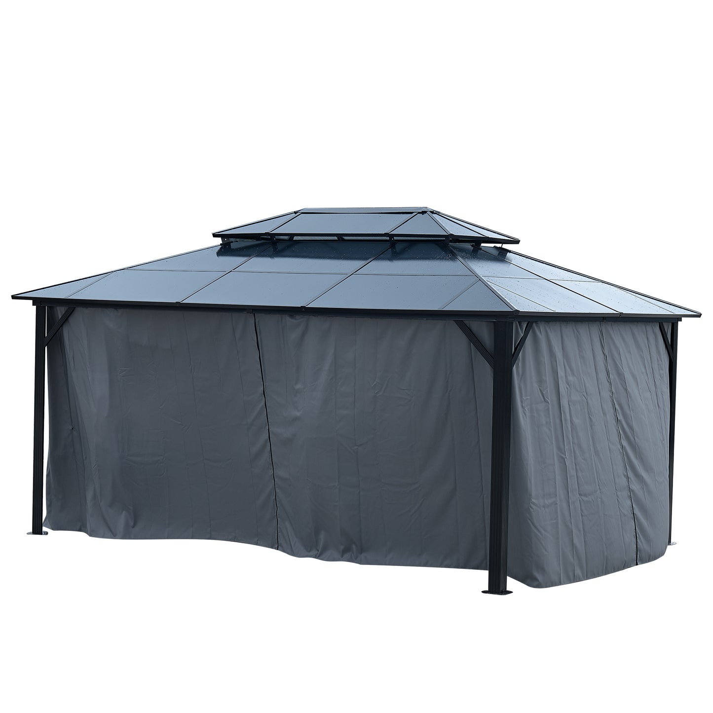 Afix 10 X 13 ft  Permanent Hardtop Gazebo Canopy - Black