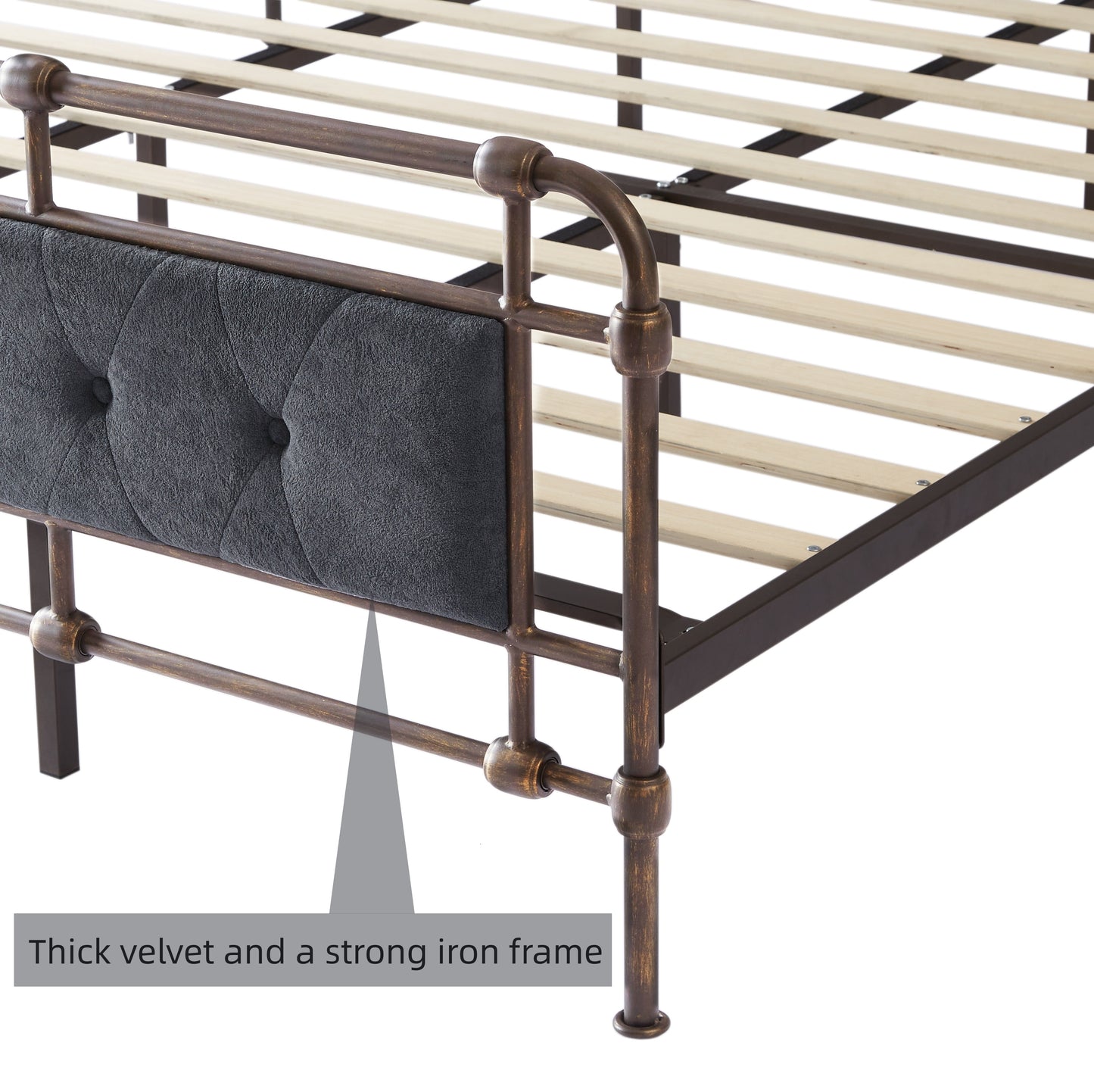 King size High Boad Metal Bed Frame - Dark Gray