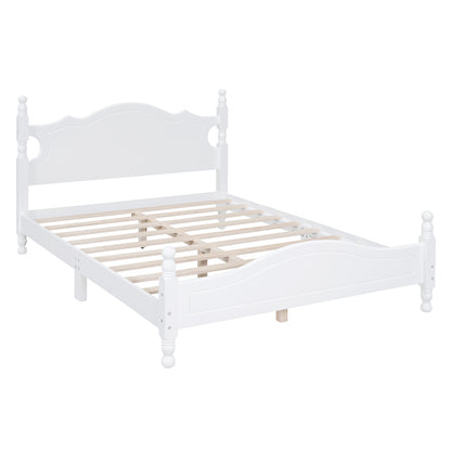 Quarto II Full Size Wood Platform Bed Frame - White