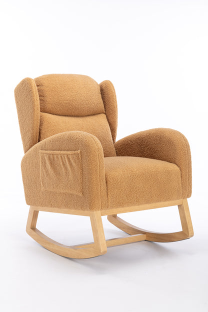 Nadia Teddy Fabric Rocking Chair - khaki