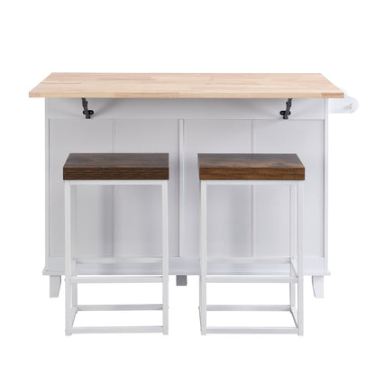 TOPMAX  Kitchen Island Set with 2 Seatings - White