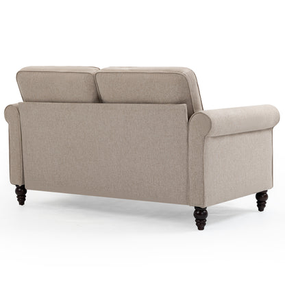 Zimmer Loveseat Button Tufted Sofa - Beige