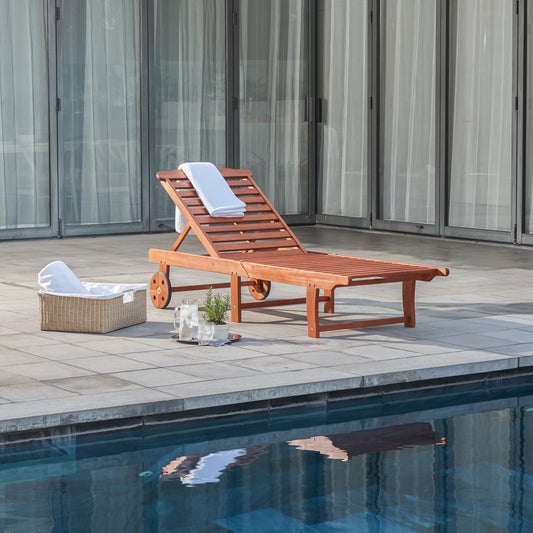 Muir Outdoor Wood Folding Chaise Lounge - Teak