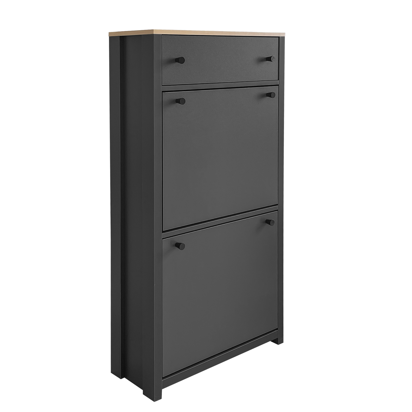 Summit Slim Shoe Cabinet With 4 Flip Drawers - Gray