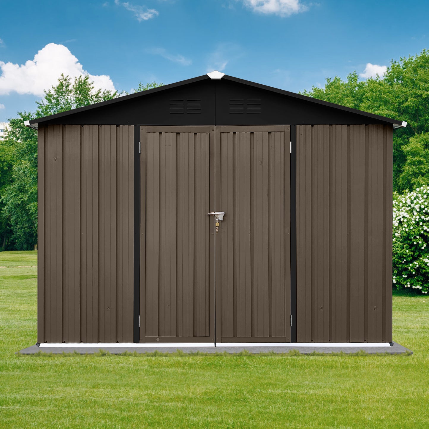 Homer 6 X 8 ftMetal Garden Sheds Outdoor Storage - Brown+Black