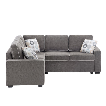 Berg L-Shaped Pull Out Convertible Sleeper Sofa - Dark Gray