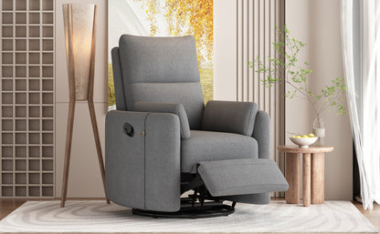 Niki Upholstered Swivel Recliner - Dark Grey