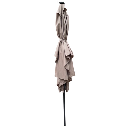 Joya 10 x 6.5 ft Patio Solar LED Umbrellas  with Crank - Beige