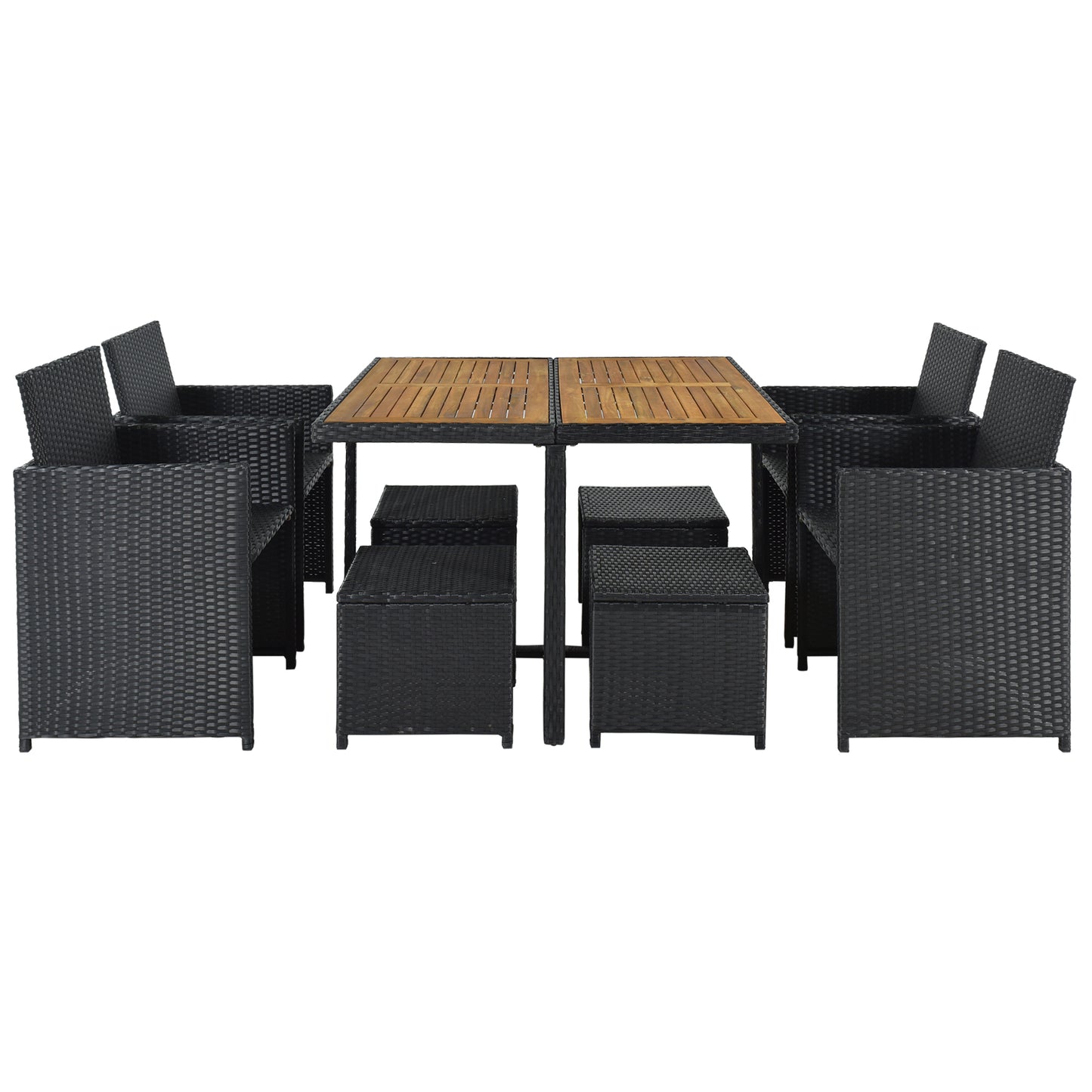 Larita 9 Pc  All-Weather PE Wicker Dining Table Set - Black