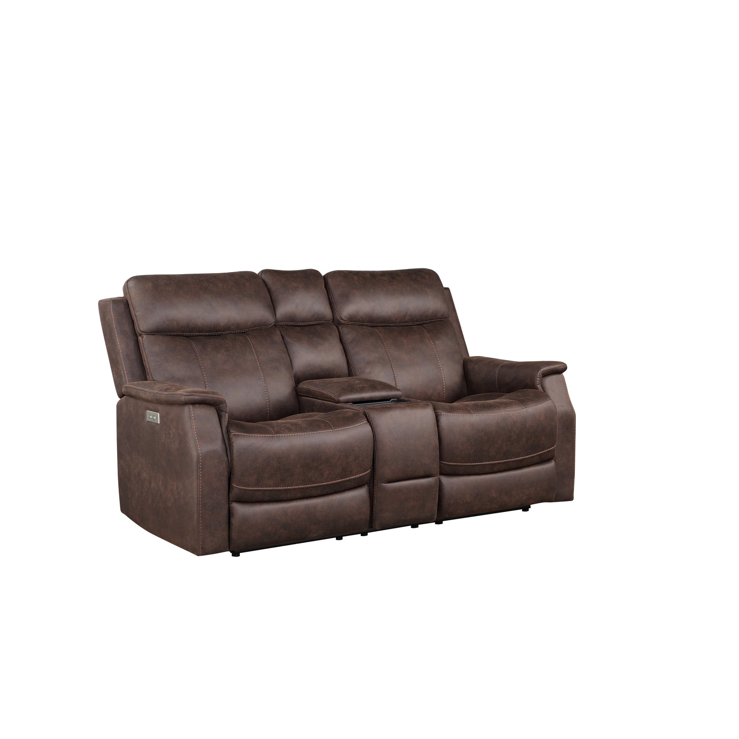 Slater Tailored Power Console Loveseat - Brown