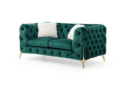 Pratt Tufted Velvet Loveseat - Green