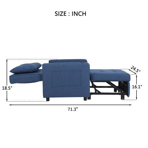 Sleeper Chair 3-in-1 Convertible - Navy Blue