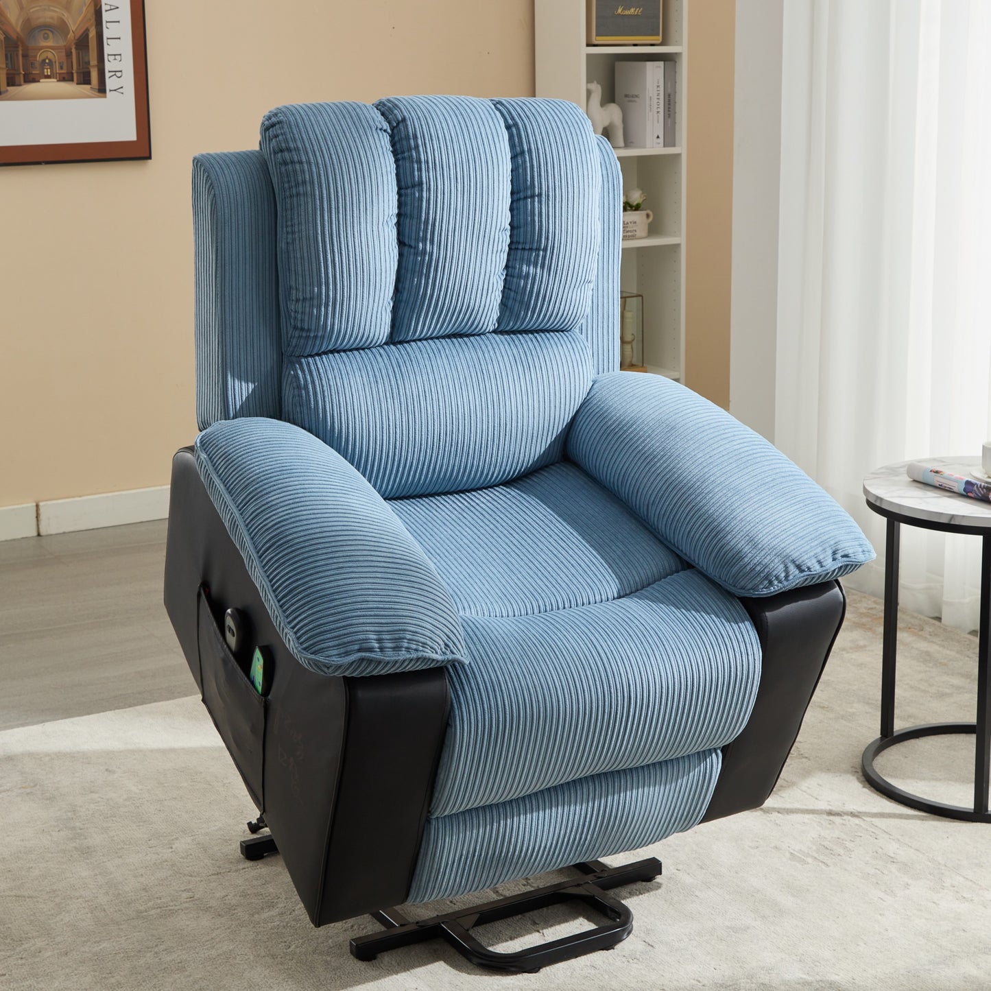 Oneill Recliner chair with Heat and Vibrating Massage - Blue+Black