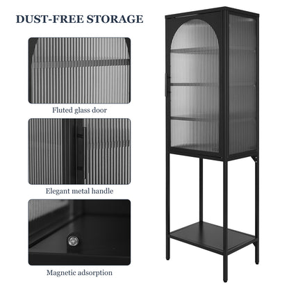 Tempered Glass High Cabinet - Black