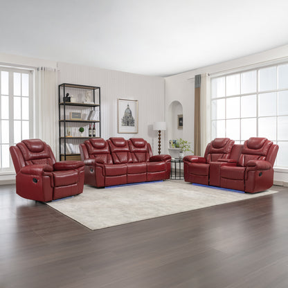 Milo 3 Pieces Recliner Sofa Sets - Red