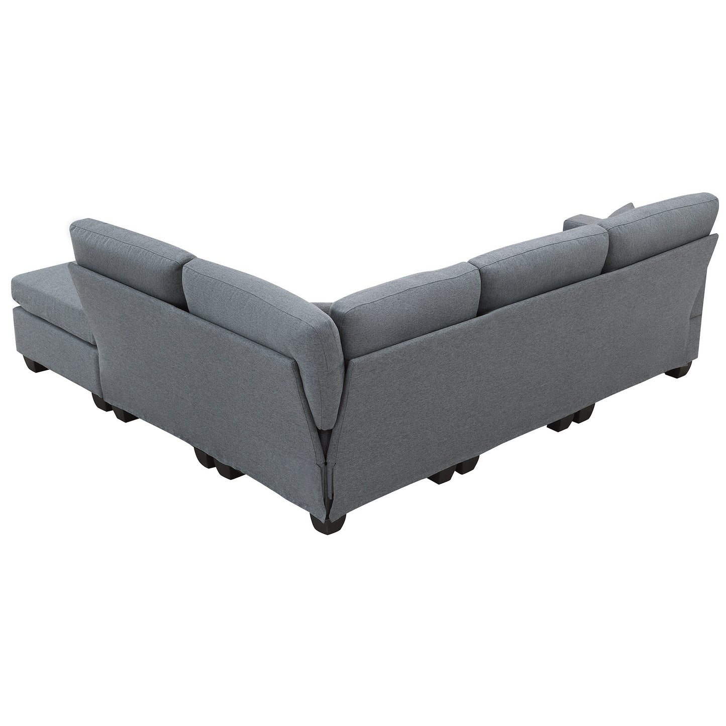 Aria 5-Seat Modular Sectional Set with Convertible Ottoman - Dark Gray