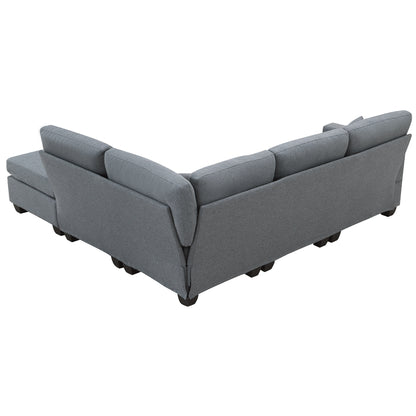 Aria 5-Seat Modular Sectional Set with Convertible Ottoman - Dark Gray