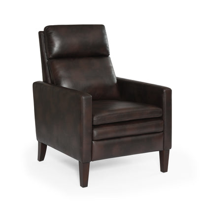 Vaughn Faux Leather Push Back Recliner Chair - Brown