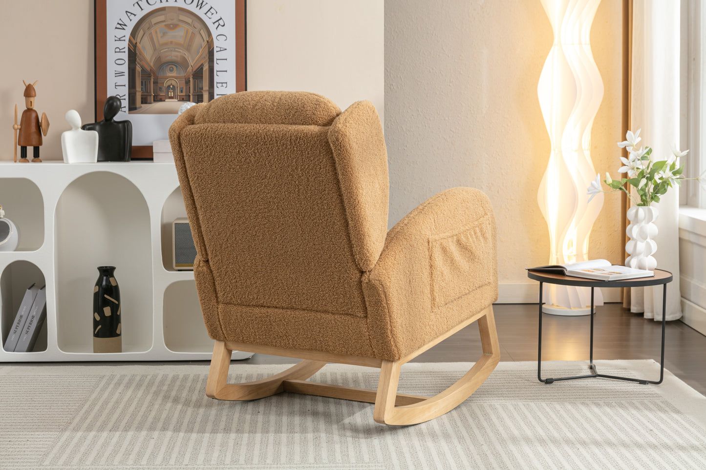 Nadia Teddy Fabric Rocking Chair - khaki