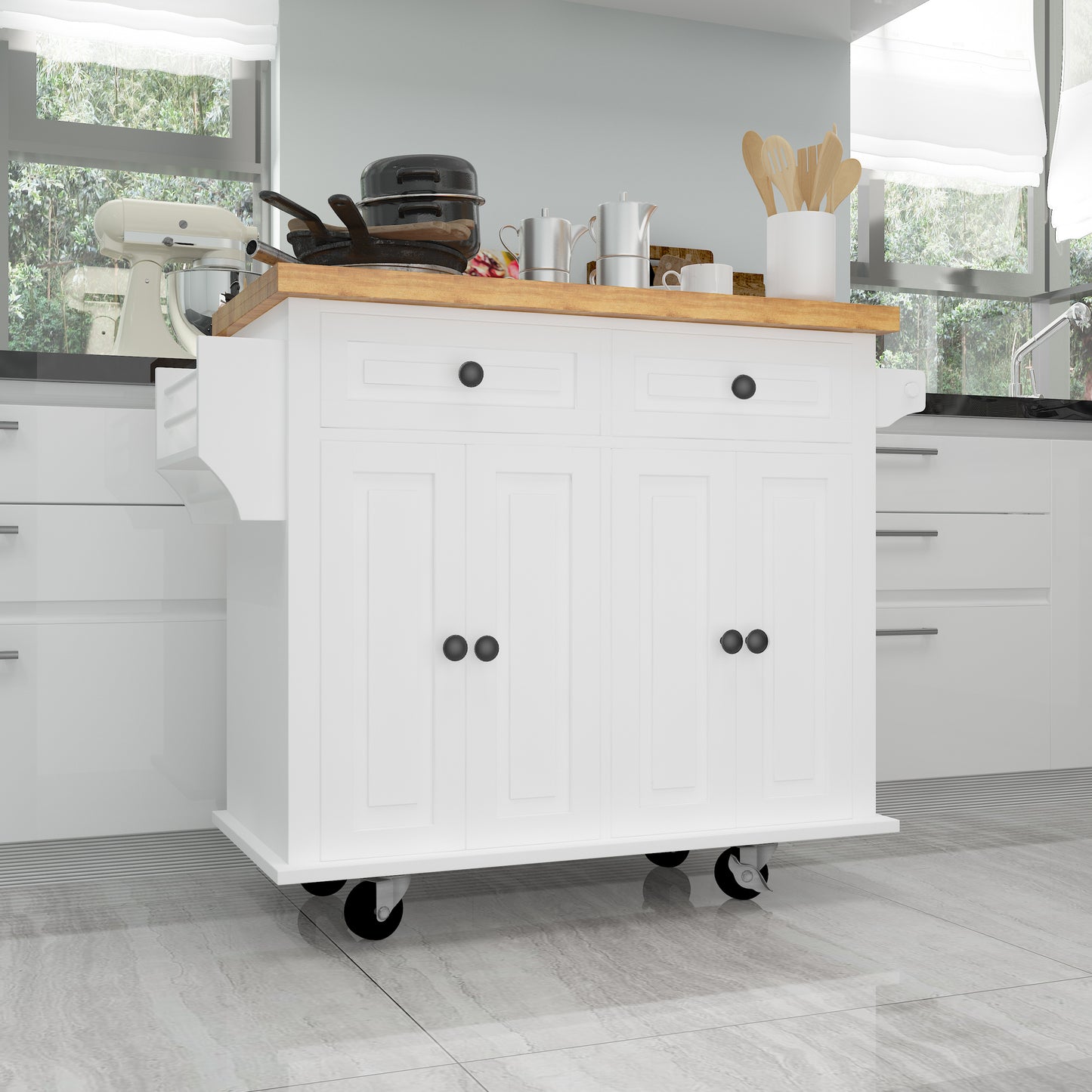 Nexa Kitchen Island Cart - White