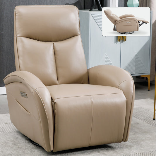 Vince Swivel and Rocker Power Recliner Chair - Light Brown