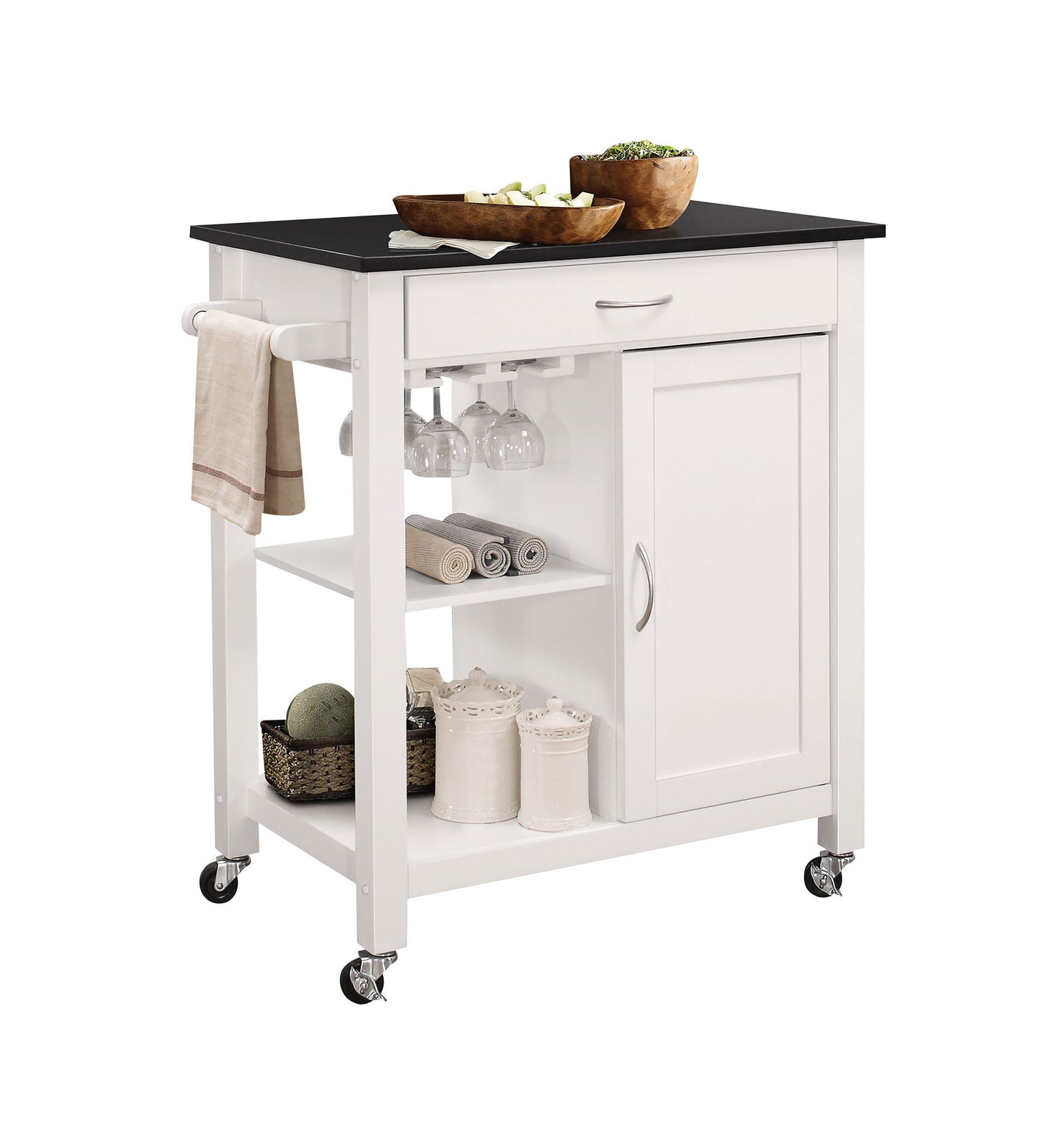 Savory Glide Kitchen Carts - Black & White